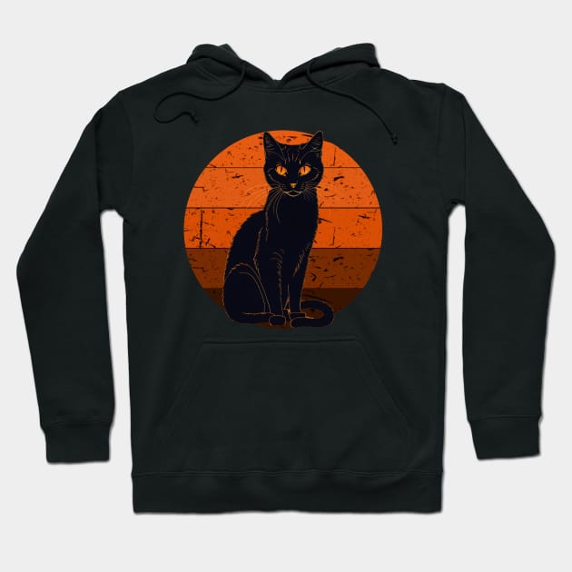 Black Cat and Orange Background Hoodie by DeathAnarchy